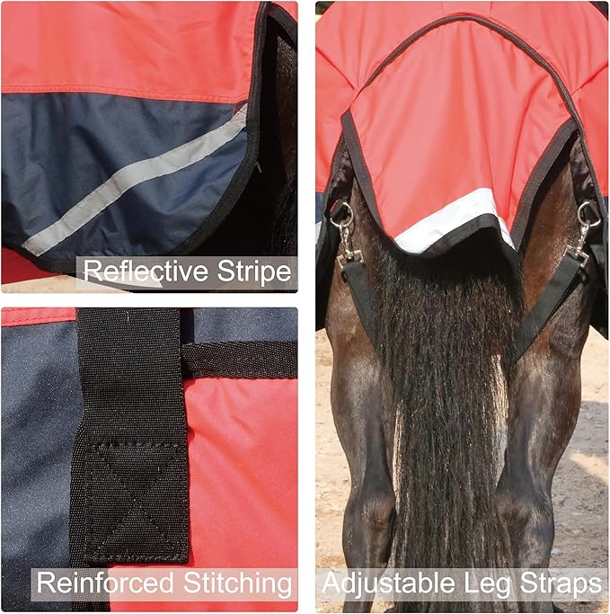 Foal/Mini Horse Size 30"-48" Waterproof & Breathable 300 Denier Winter Turnout Blanket with 150g Polyfill Fluorescencered Small