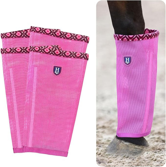 Fine Mesh Fly Boots Loose Fitting & Non-Slip Horse Fly Leggings Fleece Air Flow (Set of 4)