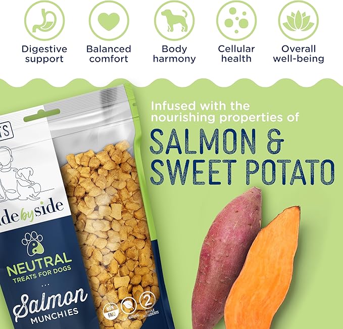 Side by Side Salmon Munchies - Neutral Freeze-Dried Training Treats - Ideal Dog Training Treats, Snack or Reward - Single Whole Raw Ingredient, Free of Artificial Additives - USA Made (4oz, Pack of 2)