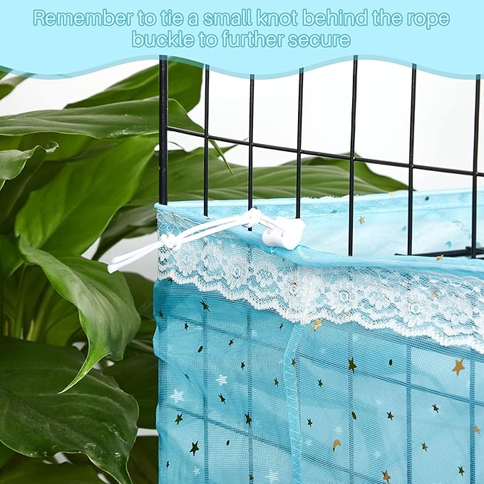 Shappy Large Bird Cage Cover, Bird Cage Seed Catcher, Adjustable Star Pattern Nylon Mesh Net for Parrot Parakeet Macaw Pet Supplies(Blue)