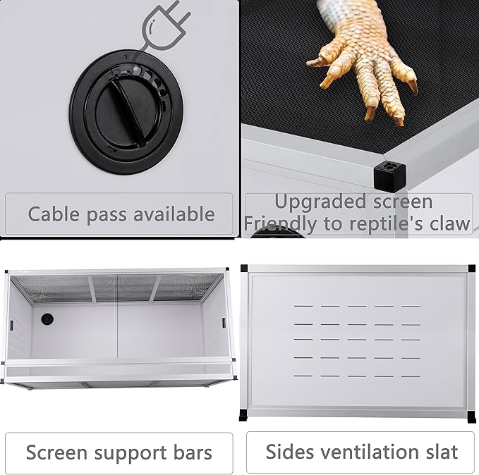 PVC Reptile Enclosures 4'x2'x2' Stackable 120 Gallon ToxiRium Large Reptile Terrarium for Bearded Dragon Space Efficient Lizard Snake, Wide Lounge Vivarium with Sliding Doors Lock-2pcs with spacers