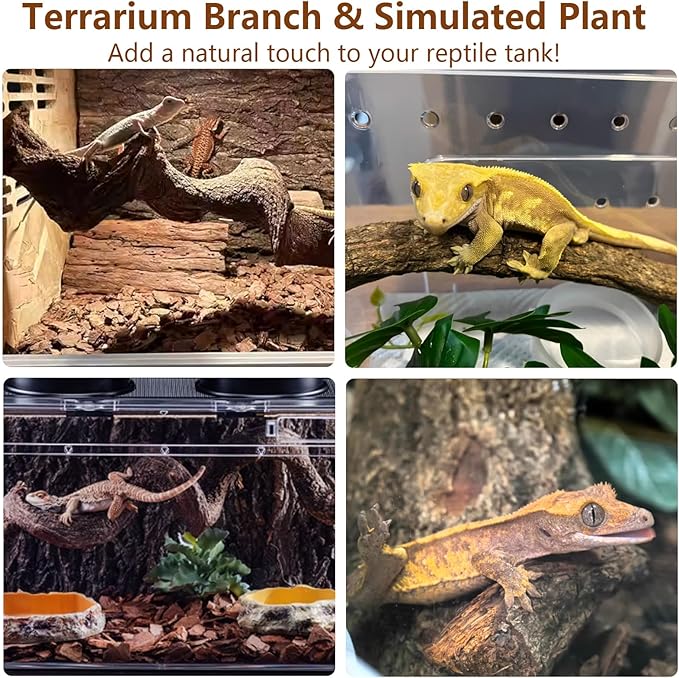 BNOSDM Reptile Climbing Branches Decor,Snake Climbing Branch,Gecko Climb Wood,Lizard Bold Forest Branch,Tank Habitat Tree Trunk Decorations for Bearded Dragons,Chameleons,Spider,Frogs,2.5-3.25" T