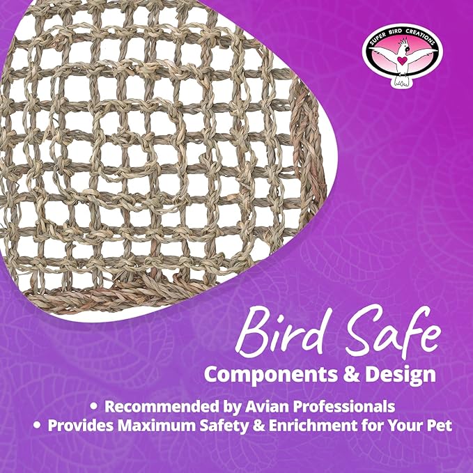 Super Bird Creations SB50008 Seagrass Mat for Cage Decor, Pet Enrichment and Boredom Relief - Versatile Toy-Making Base - Ideal for Parrots - Small to Large Birds & Reptiles - 7"x12" (3 Pack)