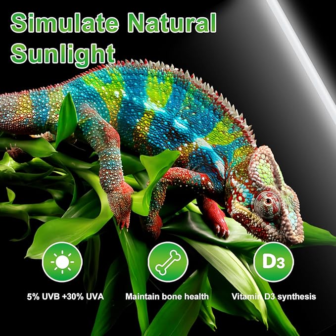 LUCKY HERP T8 30W UVB 5.0 Reptile Light, UVA UVB Reptile Light Bulb 2 Pack, Fluorescent Lamp for Reptiles Amphibians Lizards Chameleons