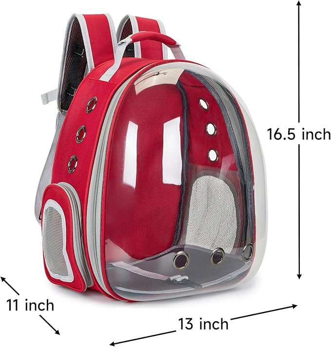 Cat Bubble Backpack Carrier for Small Medium Dogs Cats Carrying Bag, Airline Approved Pet Travel Carrying Bag Dog Hiking Walking Outdoor Backpack (Red)
