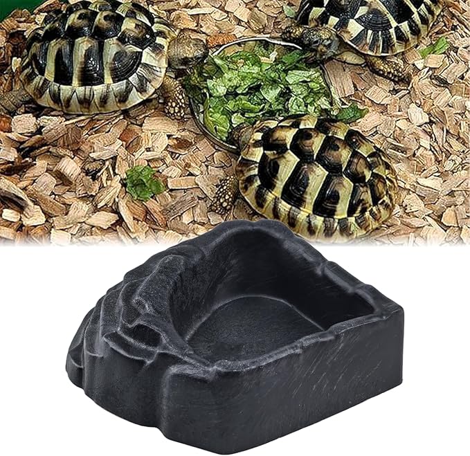 Reptile Water Dish, Reptile Feeding Dish Corner Bowl Breadworm Feeding Food Bowl, Terrarium Decor Bowls for Bearded Dragon Lizard Frog Leopard Gecko Tortoise Hermit Crab Chameleon (Style-2 Small)