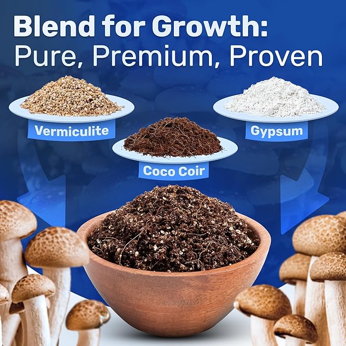 Surfin' Spores Dry Mushroom Substrate Mix | Produces 20 Pounds of Pasteurized Bulk Substrate | CVG Blend (Coco Coir, Vermiculite, Gypsum)