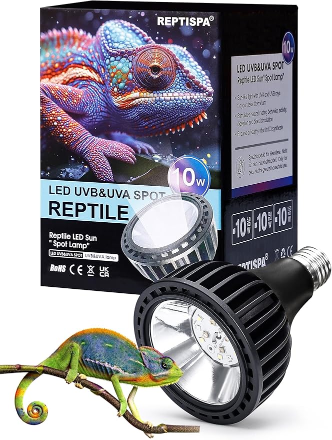 LED UVB Light for Reptiles, 10W 5.0 LED UVA UVB Lamp, Reptile UVB Bulb for Bearded Dragon Lizard Gecko Snake Turtle, Provide Sufficient UVB Exposure Tropical & Desert Reptiles