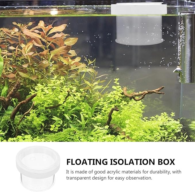 Floating Fish Breeding Box with Lid : Transparent Acrylic Guppy Breeder Box Fish Breeding Tanks for Clownfish Shrimp, 4.72X4.72X3.14in