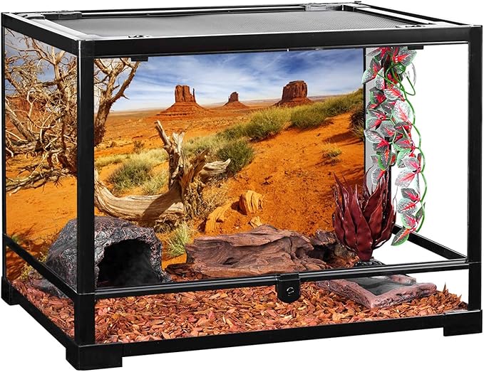 AWERT 36x20 inches Reptile Habitat Background Orange Desert Terrarium Background Durable Polyester Background