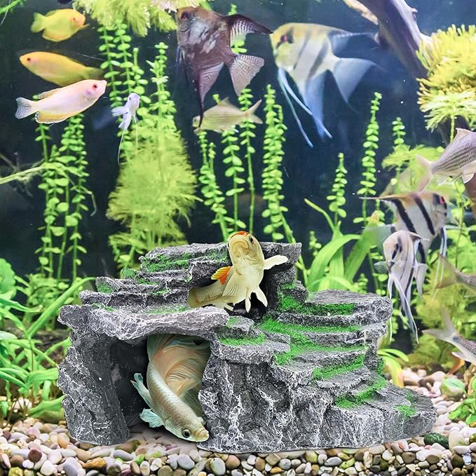 Turtle Basking Platform Turtle Tank Decoration for Aquariums & Terrarium, Turtle, Lizard, Reptile Habitat Hideout (Black)