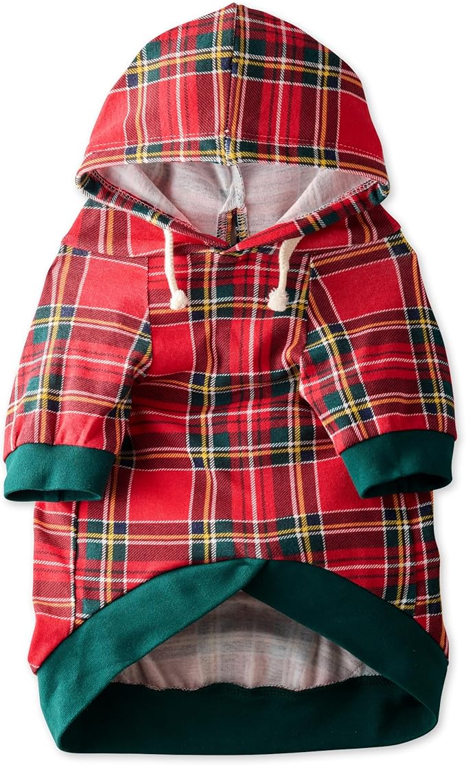 Rocky – The Orginal Lightweight Hooded TEE 100% Organic Cotton Dog Hoodie Pet Coat Sweater for Small, Medium, Large Dogs, Royal Stewart Plaid, Medium