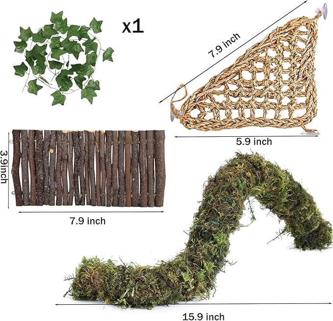 Grddaef Hermit Crab Accessories, Hermit Crab Toys Flexible Climbing Bridge Reptile Hammock Habitat Decor for Hermit Crabs Leopard Geckos, Crested,Tortoise, Snake