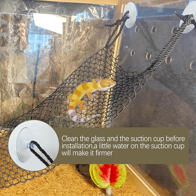 Bearded Dragon Hammock Lizard Climbing Hammock Lounger Collapsible Reptile Climbing Wall Bridge Tank Accessories for Gecko Snake Hermit Crab Chameleon (1 Pcs)