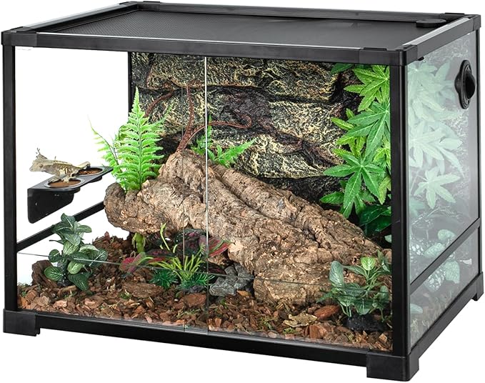 Magnetic Gecko Feeding Ledge, ABS Foldable Reptile Feeder Ledge with 6pcs Plastics Cups, 2 in 1 Reptile Food Water Dish, Terrarium Bowl for Chameleon Iguana, Strong Magnets, Easy to Clean