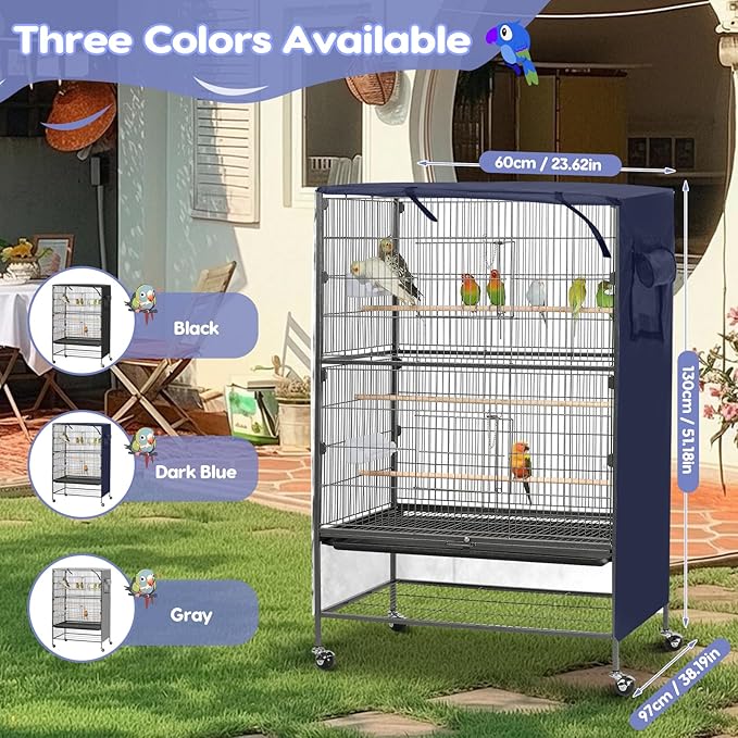 Bird Cage Cover, Large Birds Cage Covers for Night, Birds Cover for Cage with Adjustable Front Curtain, Blackout & Breathable Birdcage Covers for Parrot, Small Animals(Not Include Bird Cage)
