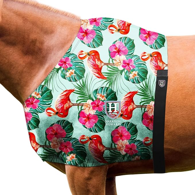 Harrison Howard Heat-Insulating Breathable Stretchy Shoulder Guard Anti Rub Bib for Horse Chic Flamingo L