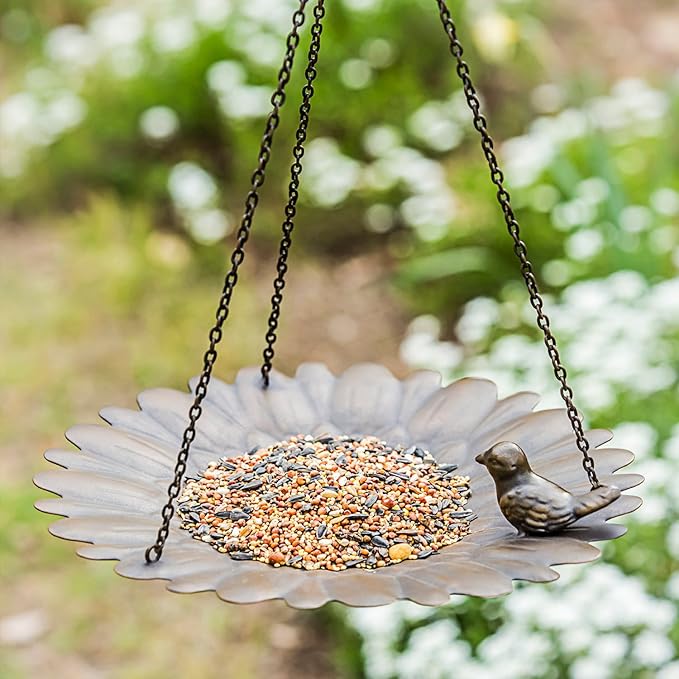 Metal Hanging Bird Feeder Tray to Attracting Bird for Outdoor Garden Decorative Birdfeeder