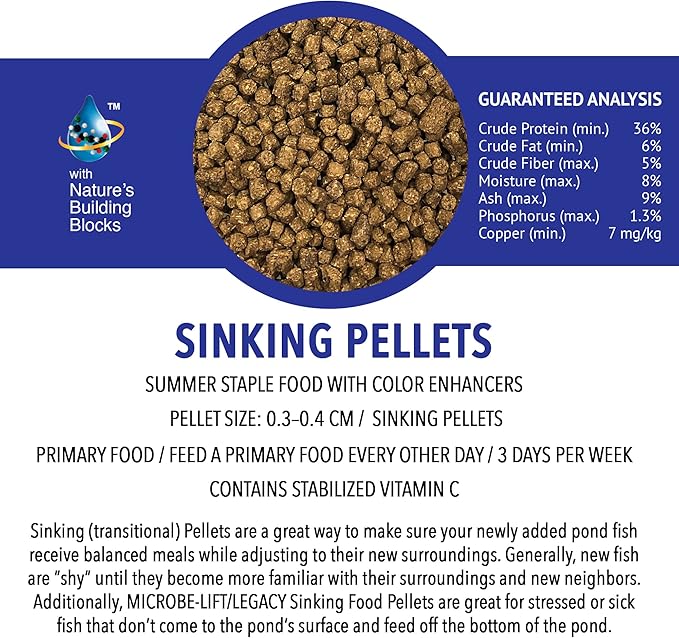 MICROBE-LIFT Sinking Fish Food Pellets for Ponds, Water Gardens, and Fountains, for Live Goldfish and Koi, 14 Ounces