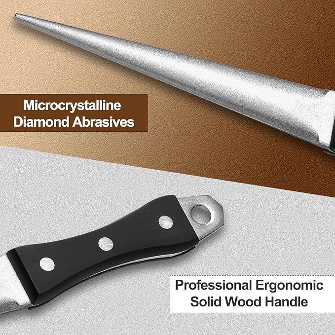 Hoof Knife Sharpener,10 Inch Farrier Tool,Honing Rod with Professional Ergonomic Solid Wood Handle for Hoof Knives and Most Kinds of Farm Knives