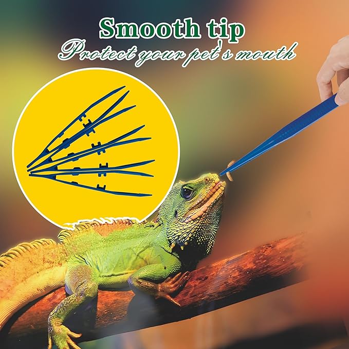4-Pack Reptile Feeding Tongs Set - Hygienic Anti-Slip Blue Tweezers for Bearded Dragons, Lizards, Snakes, Aquariums & Small Animals
