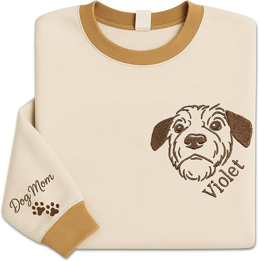 NAZENTI Personalized Dog Sweatshirt, Custom Photo Shirts, Dog Embroidered Shirt for Women, Men, Pet Lovers Gifts, Mom Gift