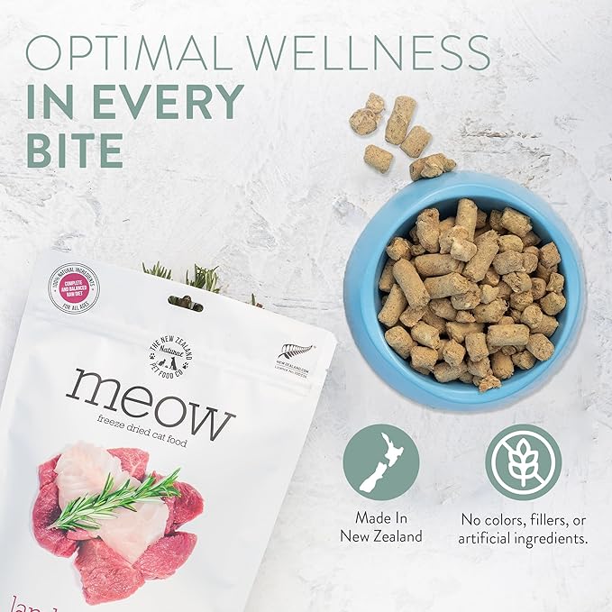 The New Zealand Natural Pet Food Co. Meow Freeze Dried Cat Food - Chicken & King Salmon Recipe, High Protein Cat Treats & Toppers, Dry Food,1.76oz