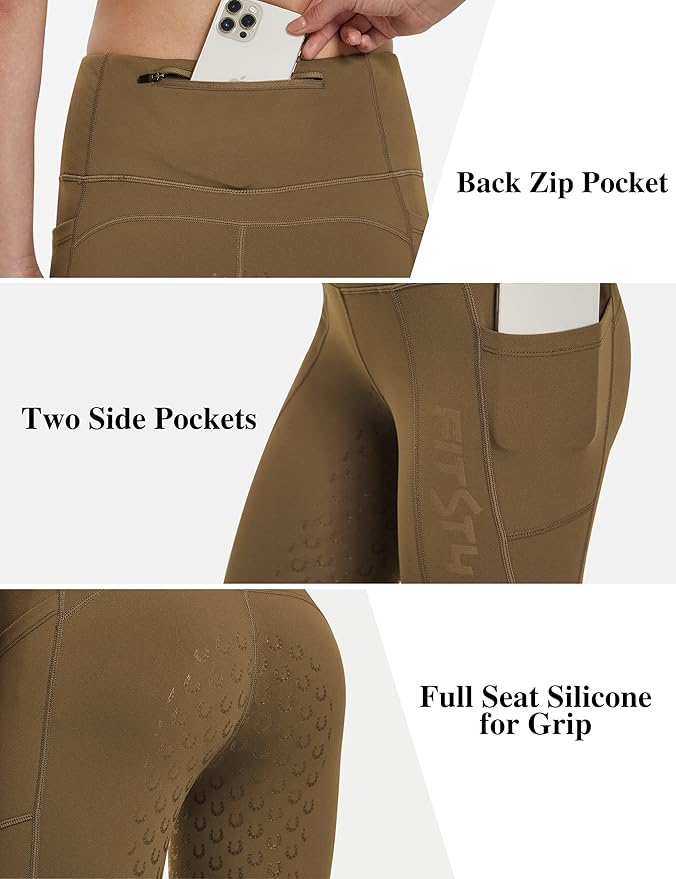 FitsT4 Sports Women's Winter Riding Breeches Fleece Lined Horse Riding Pants Tights Full Seat Silicone Equestrian Breeches
