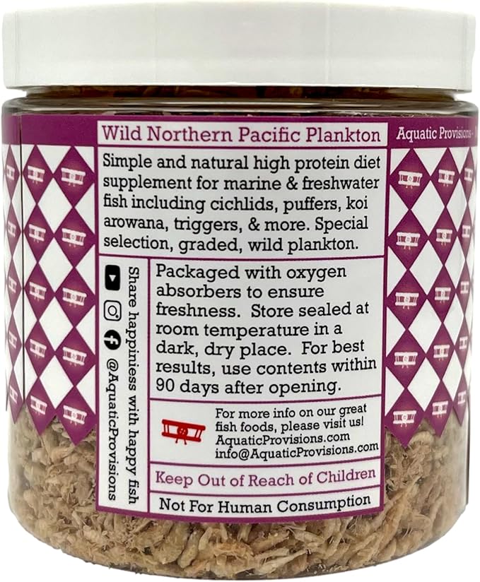Northern Pacific Plankton High Protein Freeze Dried Floating Fish Food 1.25 oz, for Freshwater and Marine Aquarium Fish