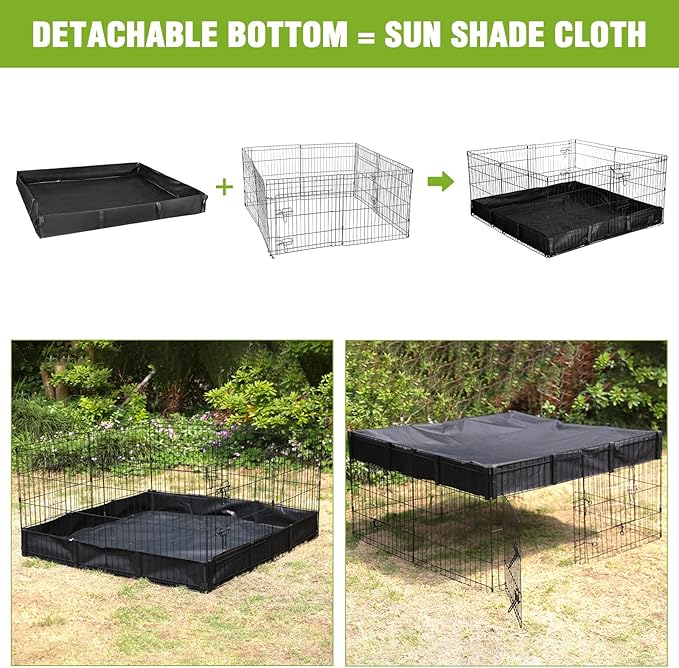 Bunny Playpen Indoor & Outdoor, Rabbit Enclosure with Waterproof Liner, Extension Guinea Pig Cages for Small Animals (Playpen Only)