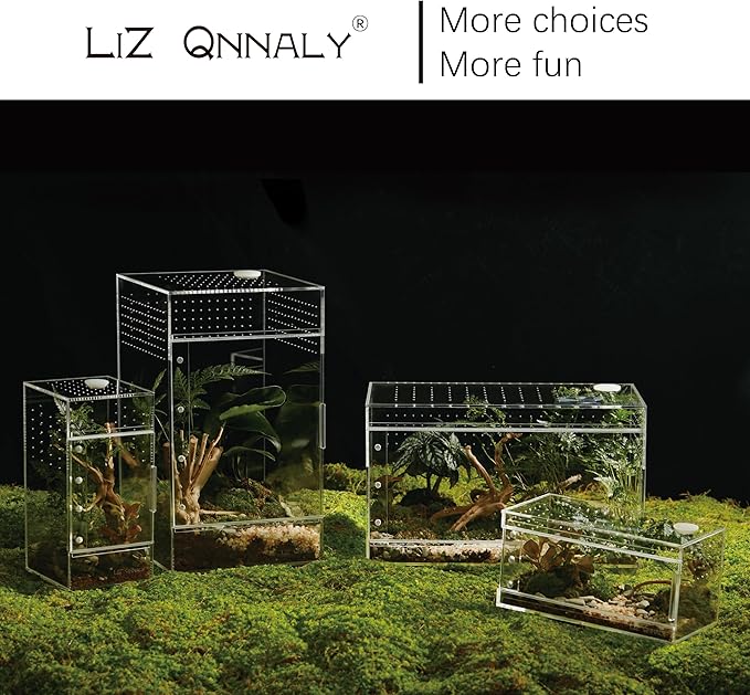 Acrylic Terrarium for Reptiles & Spiders – Small/Medium/Large Leak-Proof Enclosure (Horizontal/Vertical) | Ideal for Tarantulas, Jumping Spiders, Frogs & Geckos (Large Vertical)