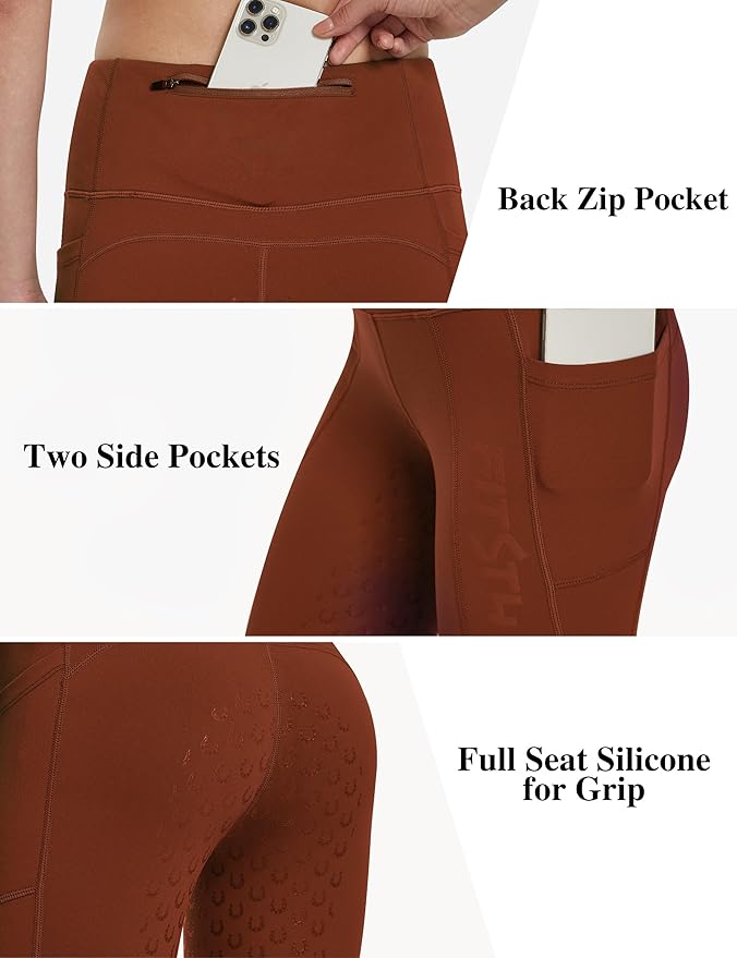 FitsT4 Sports Women's Winter Riding Breeches Fleece Lined Horse Riding Pants Tights Full Seat Silicone Equestrian Breeches