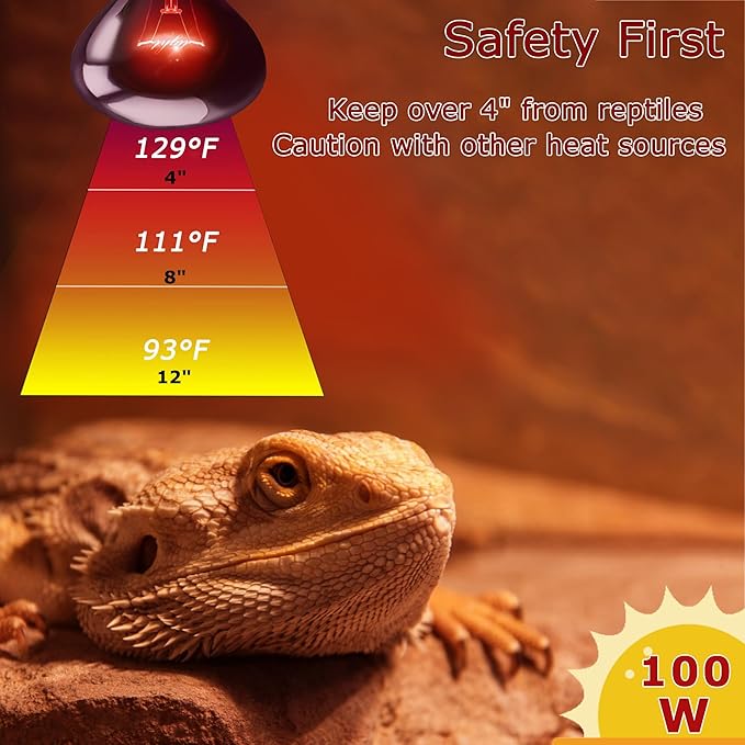 75W Infrared Red Basking Spot Light Bulb – Promotes Growth & Vitality, Heat Lamp for Reptiles & Amphibians, Bearded Dragons, Turtles, Snakes & Chicks, Terrarium & Brooder Heater