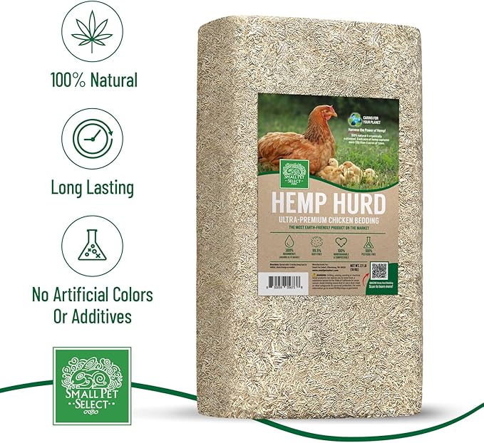 Small Pet Select - Jumbo - Hemp HURD Ultra-Premium Chicken Bedding, Biodegradable Chicken Coop Animal Bedding, Eco Friendly Odor Control, 36 lb (Two 18lb Bags)