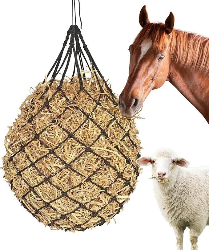 Hay Nets for Horses,2.36"x2.36" Holes 40”Horse Hay Feeder Net for Slower Feeding,Strong Load-Bearing Hay Bag Hanging for Horse Stable Trailer (Black-1PACK)