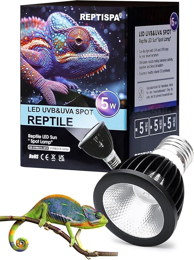LED UVB Light for Reptiles, 5W 10.0 LED UVA UVB Lamp, Reptile UVB Bulb for Bearded Dragon Lizard Gecko Snake Turtle, Provide Sufficient UVB Exposure Tropical & Desert Reptiles