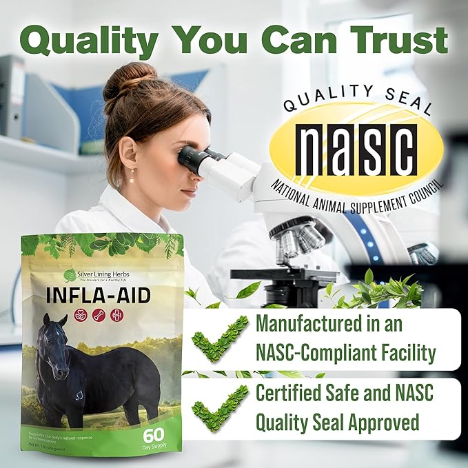 Silver Lining Herbs Infla-Aid for Horses – Natural Anti Inflammatory Supplement for Inflammation Relief – Supports Recovery, Comfort, and Mobility in Muscles, Tendons & Joints – 1 lb Bag (60 Servings)