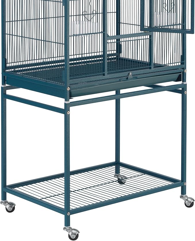 Topeakmart 54'' H Large Bird Cage w/Stand - Parrot Cage for Conures, Parakeets, Cockatiels, Canary, Budgies, Quaker - Navy Blue