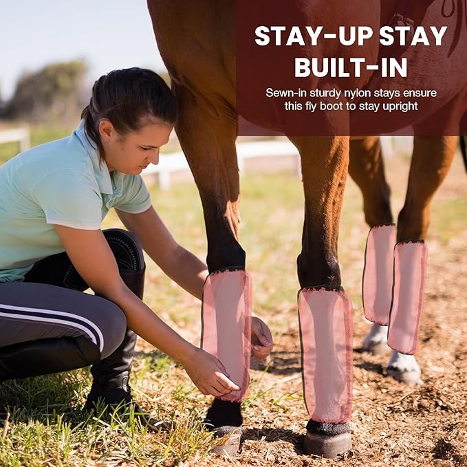 Mesh Fly Boots Horse Fly Boots Mesh Fly Wraps Leg Guard for Horse Set of 4
