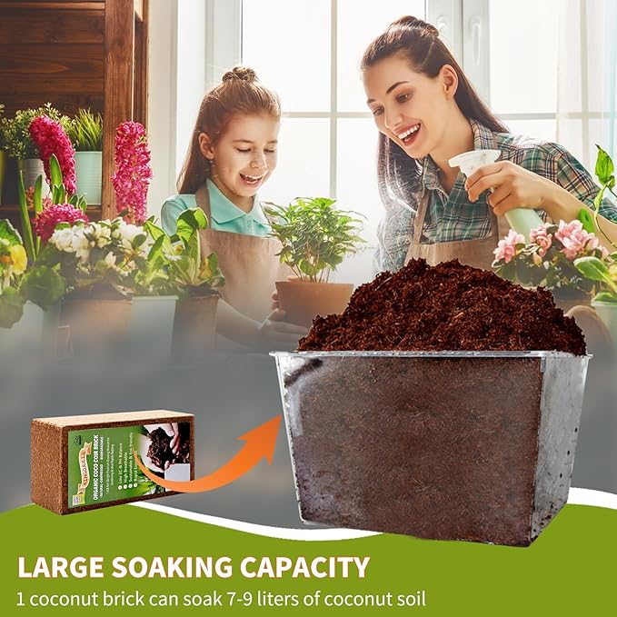 Coco Coir Brick for Plants- 1 Pack,1.4lbs 100% Organic Coconut Coir Soil Neutral pH, for Plant Growth and Root Developmentfor Growing Vegetables & Ideal Reptile Bedding (1)