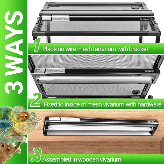 REPTI ZOO UVB Reptile Light, New Version T5 HO UVB Lighting Combo Kit, Reptile Terrarium Hood with 10.0 UVB Tube Bulb, Reptile Light Fixture 24W-22Inch