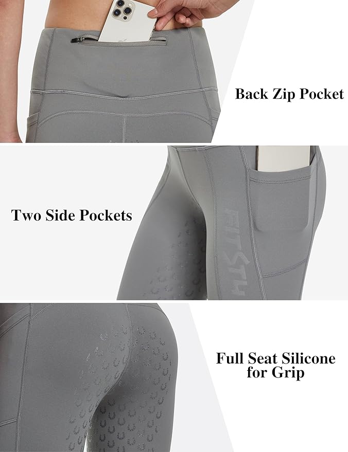 FitsT4 Sports Women's Winter Riding Breeches Fleece Lined Horse Riding Pants Tights Full Seat Silicone Equestrian Breeches
