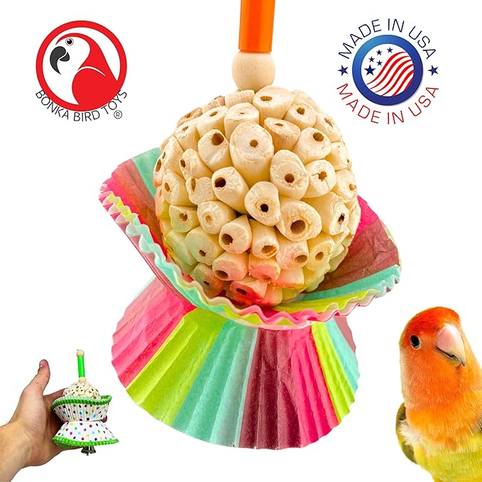 Bonka Bird Toys 1925 Cake Natural Sola Shred Forage Chew Treat Parrot Parrotlet Budgie Cockatiel Parakeets and Other Similar Birds (Pack of 2)