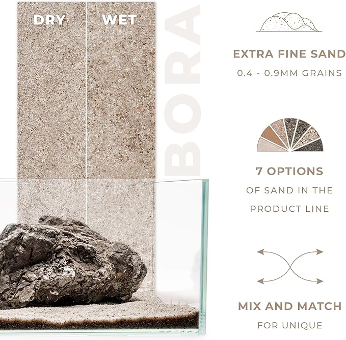 UNS Controsand - Bora, 8L - Natural Freshwater 0.4-0.9mm Natural White Sand for Aquascaping Planted Tanks - Aquarium, Terrarium, Paludarium Substrate for Betta, Shrimp, Fish, Jumping Spider, Turtle