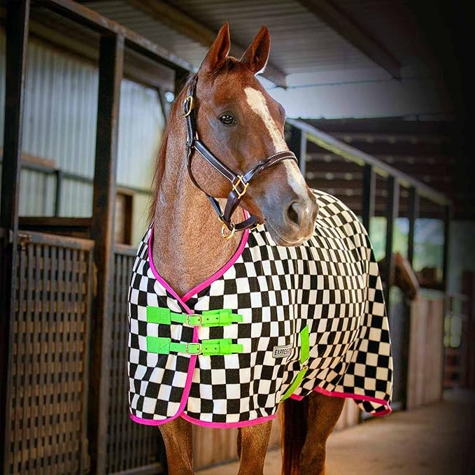 Jeffers Expression Fleece Cooler for Horses, Standard Neck, Skater Cowgirl 69"- Equine Towel Blanket, Moisture Absorbent, Light Weight, Best for Drying, Exercise, Bathing, Adjustable Belly Bands