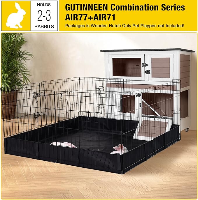 Aivituvin 36" Rabbit Hutch Bunny Cage Indoor Outdoor Guinea Pig Cage 2 Story Wth Trap Door, 2 Tray,Wheels,Brown