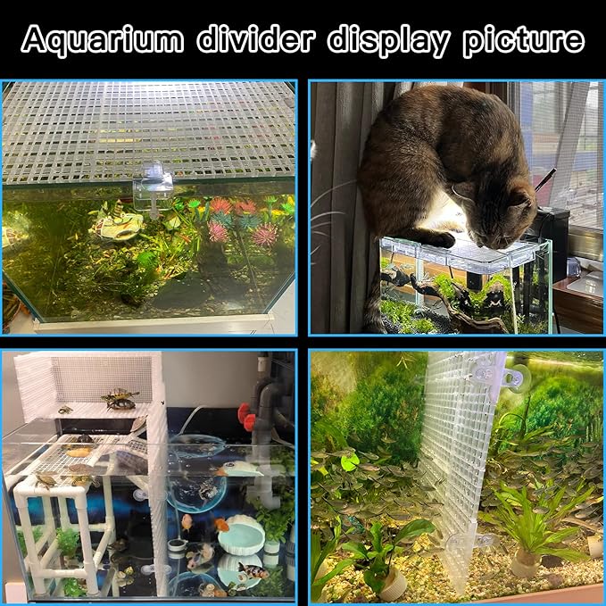 Adjustable Aquarium Fish Tank Divider Filter Bottom Plastic Grid Fish Tank Isolation Board Egg Crate Tray(White, 4pcs 11.8X11.8Inch with 0.35Inch Hole)
