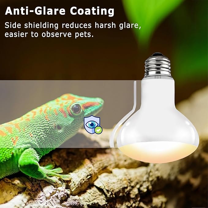 UVA Reptile Heat Lamp Bulb 60W - Basking Light for Bearded Dragons, Lizards, Tortoises, Chicks & Amphibians, Simulated Sunlight for Terrariums, Supports Bone Health & Metabolism | 2 Pack