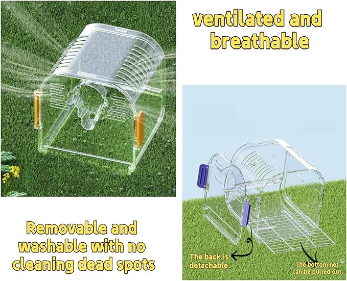 Portable Plastic Bird Cages，Travel Bird Cage,Lightweight Waterproof Ventilated Small Bird Cage,Outdoor Use Easy to Carry,for Small Birds, Budgies and Pet Birds (Green, B)