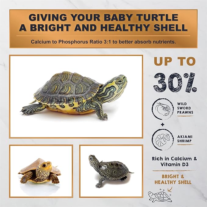 Ultra Fresh Floating Baby Turtle Food, All Natural Ingredients, Wild Sword Prawn, Calcium Vitamin D Enriched for Picky Aquatic Turtles, Baby Turtle Nutri Stick 3.35 oz